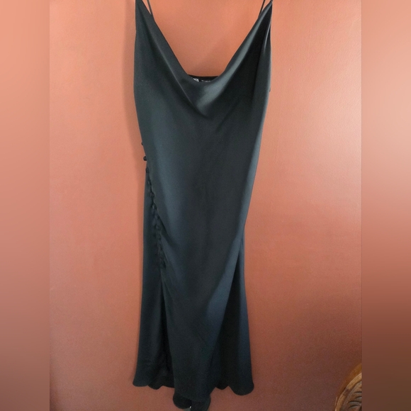 Zara Black Maxi Dress with Button Detail NWOT - Picture 4 of 9